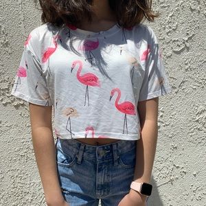 Pink Flamingo Cropped Shirt